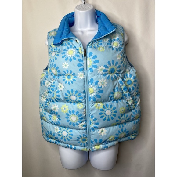 L.L. Bean Other - LL Bean Girls Goose Down Puffer Vest Size XL 18 Reversible Floral Cold Weather